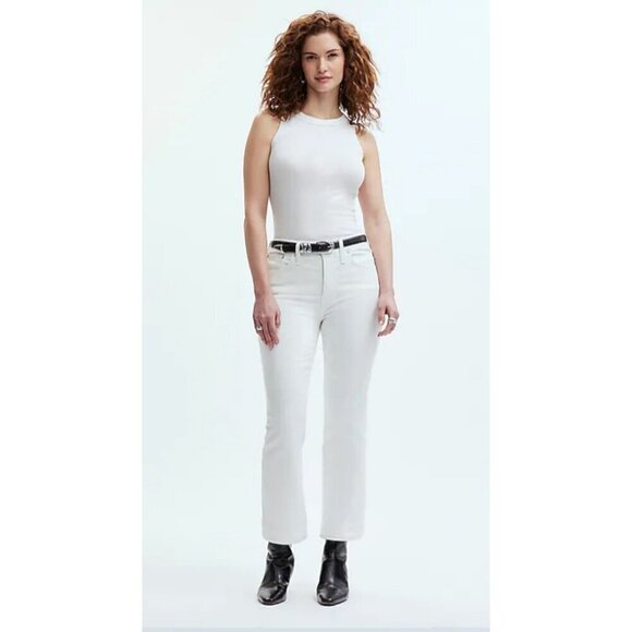 Madewell Denim - Madewell $138 Tall Curvy Kick Out Crop Jean in White Size T31 NP731